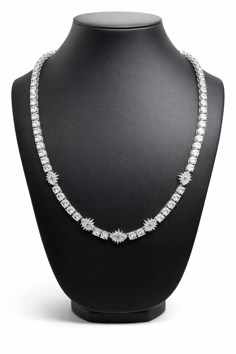 22" evil eye zircon 6mm necklace