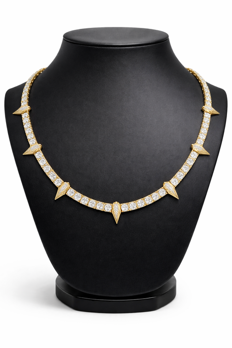 22" Africa gold geometric copper inlaid zircon necklace