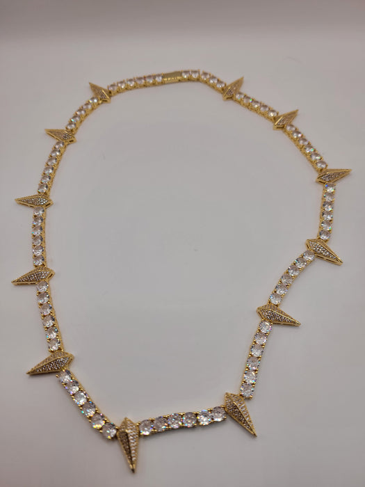 22" Africa gold geometric copper inlaid zircon necklace