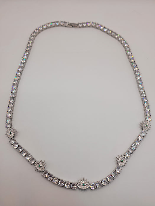 22" evil eye zircon 6mm necklace