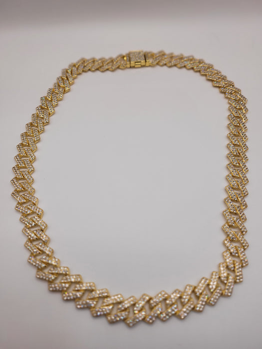 22" 15mm cuban link stainless steel zircon necklace